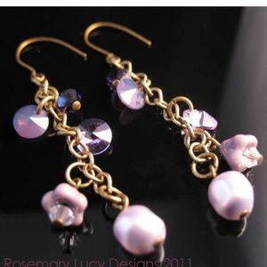 brass Swarovski earrings NWT